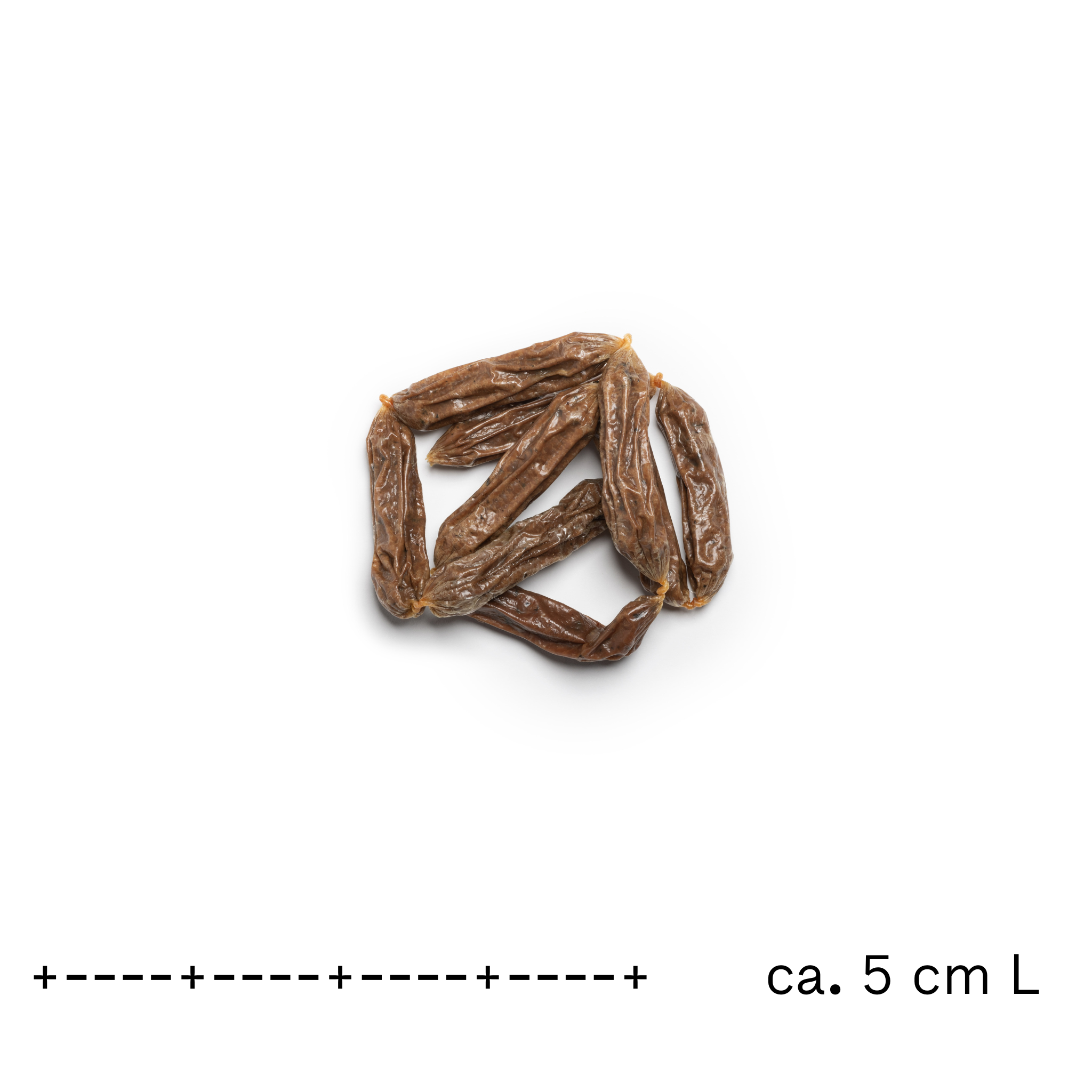 Dear Dog Snack Wels, ca. 5 cm lange braune, zusammenhängende Würste