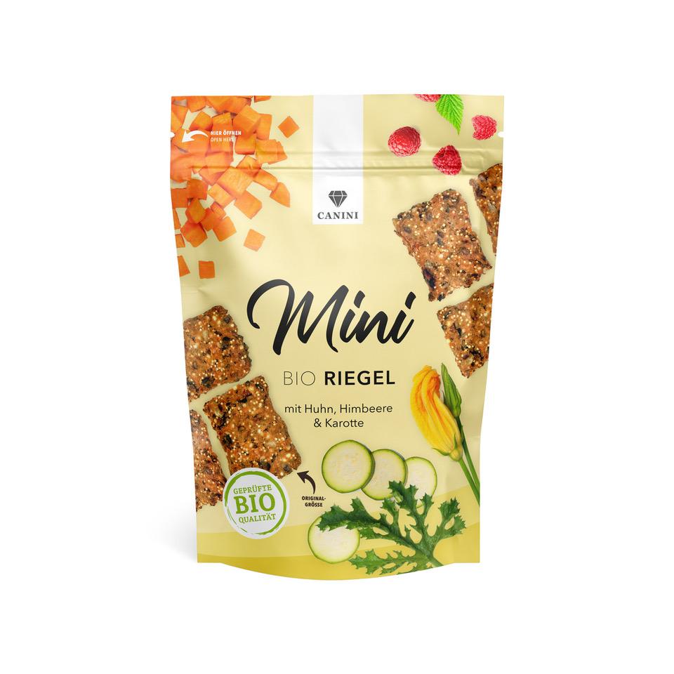 Mini Bio-Riegel mit Huhn, Himbeere und Karotte, 100 g