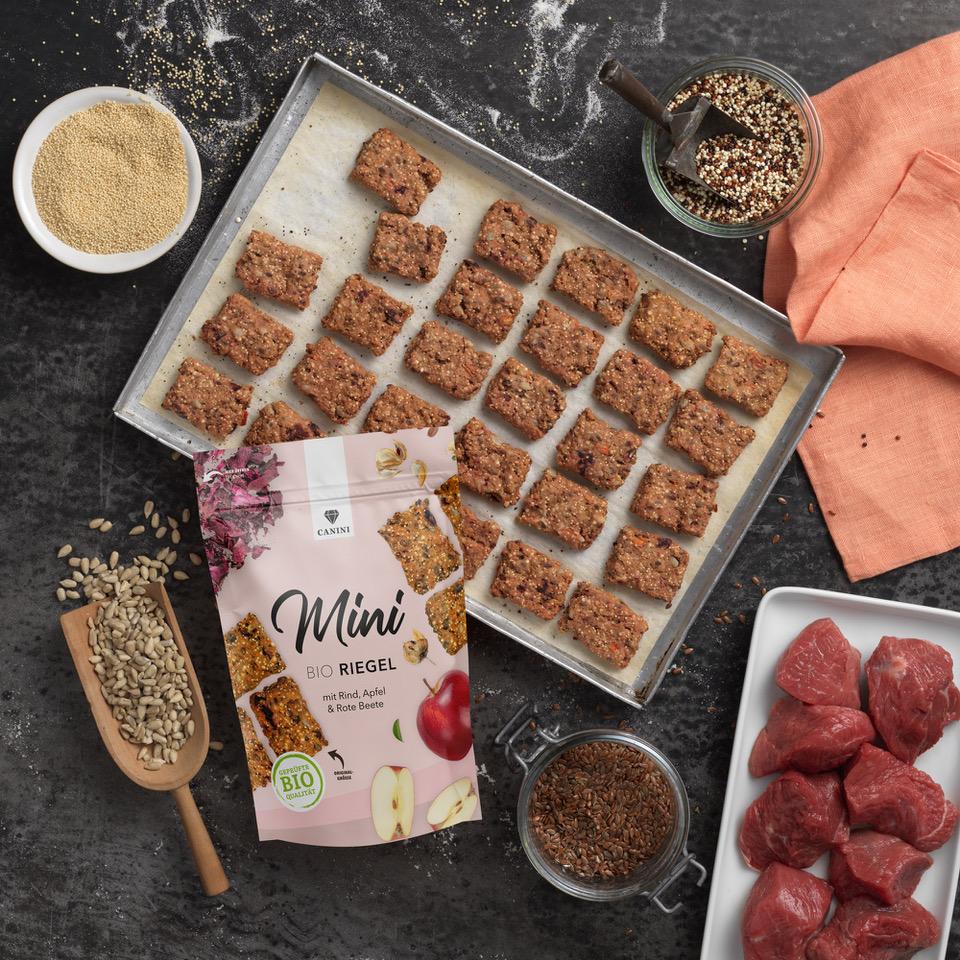 Mini Bio-Riegel mit Rind, Apfel und Rote Rübe, 100 g